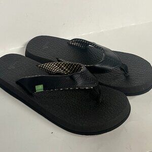 Sanuk Womens Black Flip Flop Sandals Size 6